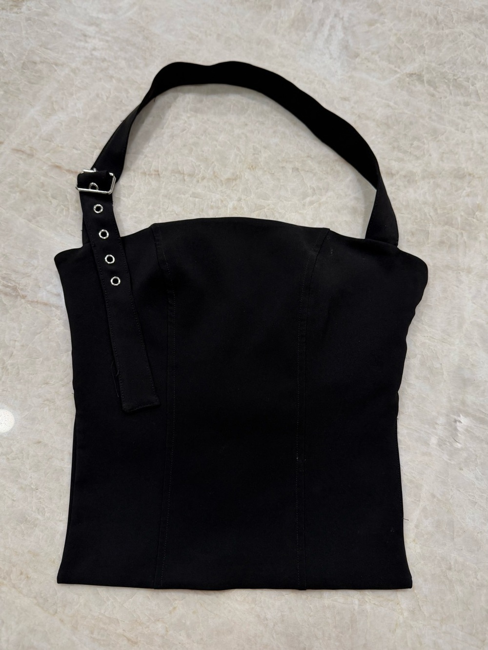 Edikted Women's Black Buckle Strap Backless Top